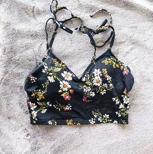 Beach Betty Floral Long Line Bikini Top